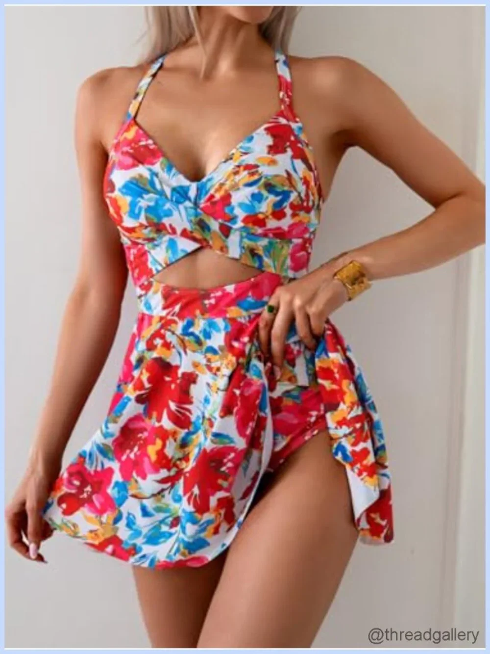 Women's Swim Dress Tummy Control One Piece Swimsuit with Skirt, Built-in